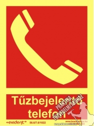 TB106/1 Tűzbejelentő telefon- utánvilágító tábla, utánvilágítós tábla, 2 mm vastag, 150x200mm