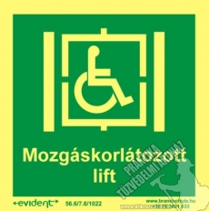 MM13/1 Menekülési irányjel mozgássérülteknek lift utánvilágító tábla, utánvilágítós tábla, 2mm vastag, 150x150