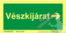M20/2 - Emergency exit right side photoluminescent board, 2 mm thick, 300 x 150 mm
