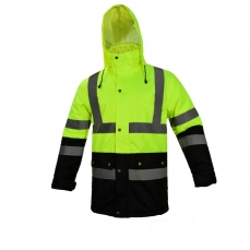AFLASHBI - Bélelt téli kabát, fluoreszkáló, fényvisszaverő (munkáskabát, munkás kabát)