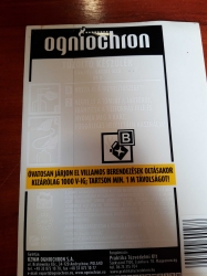 0164-Ogniochron 5 kg széndioxiddaloltó tűzoltó készülékhez matrica, széndioxiddal oltó tűzoltó készülék, CO2 készülék